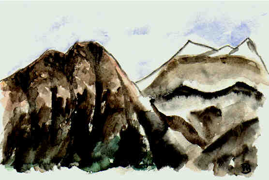 Aquarellbild Gebirge